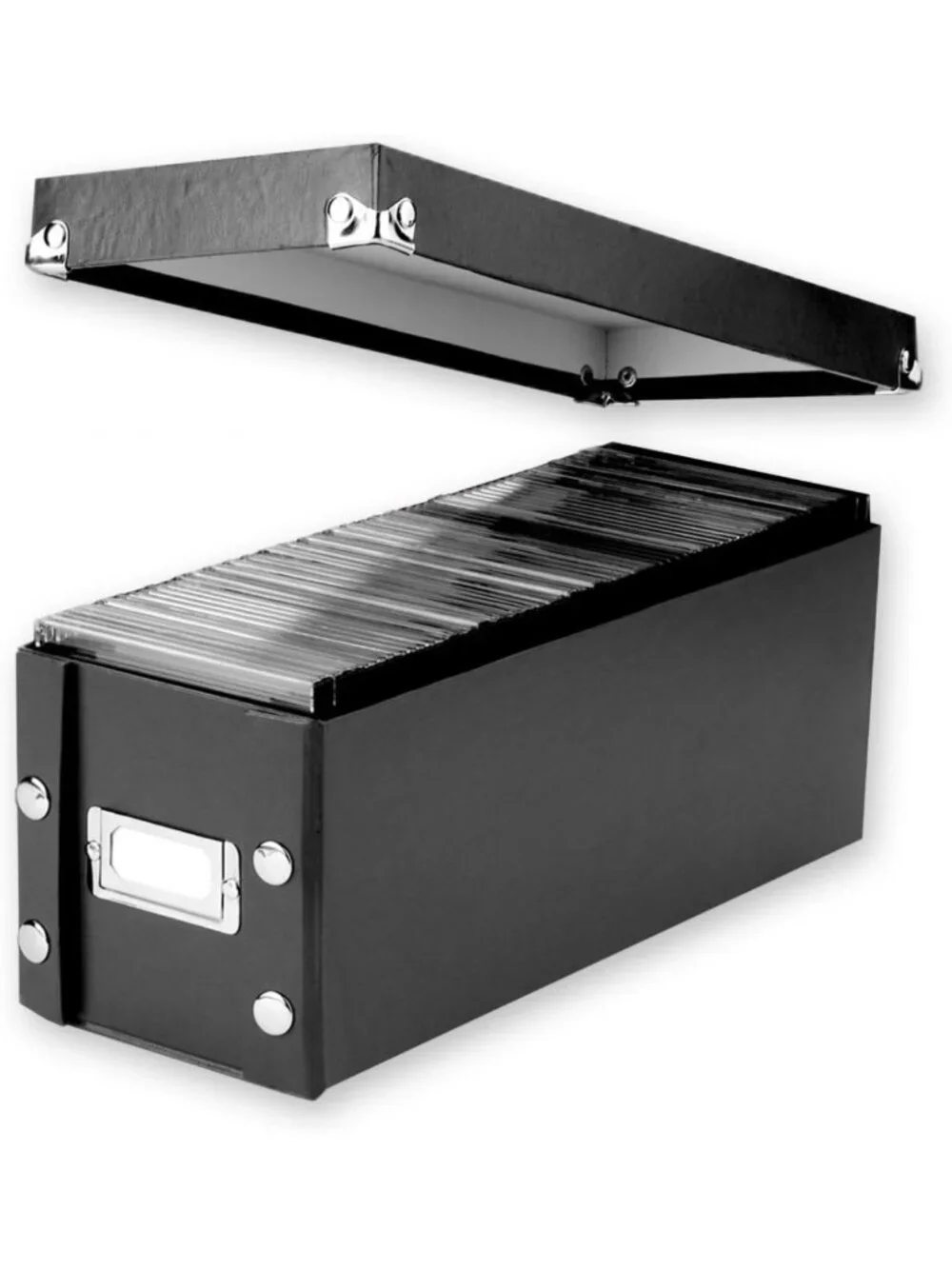 Durable CD Storage Boxes - 2 Pack, Lidded Disc Holders for 52 CDs, Black